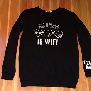 Black Sweatshirt with Printed Text